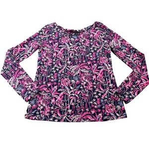 Lilly Pulitzer Size S Tristian Top in Bright Navy Swing‎ Long Sleeve